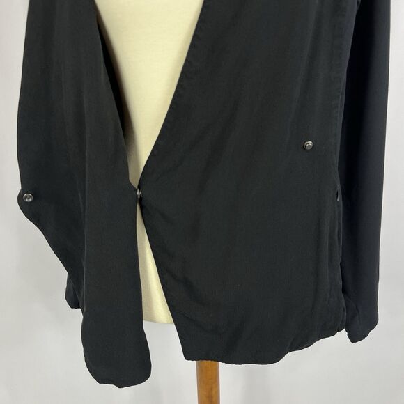 Athleta Yama Blazer Wrap Jacket Women's Small Black Snap Closure Zip Pockets - Picture 8 of 12